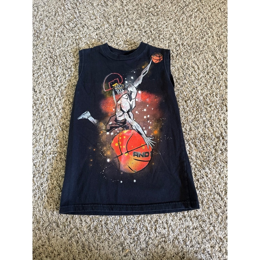 And1 boys Black Basketball Tank Top Size 7/8